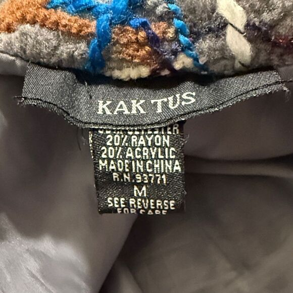 KakTus Gray Colorful All Over Yarn Embellished Button Front Blazer Jacket - Picture 15 of 16